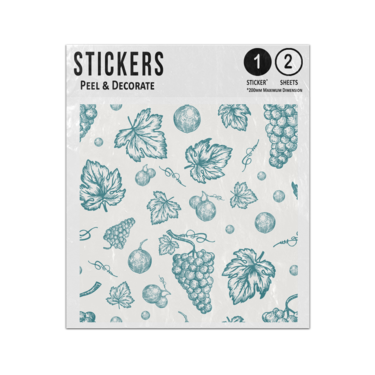 Picture of Autumn Grapes Leaves Harvest Nuts Blue Seamless Pattern Sticker Sheets Twin Pack