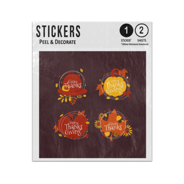 Picture of Autumn Happy Thanksgiving Give Badge Set Of Four Red Yellow Sticker Sheets Twin Pack