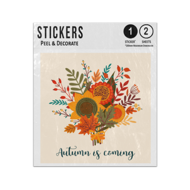 Picture of Autumn Is Coming Illustration Seasonal Flowers Leaves Orange Sticker Sheets Twin Pack