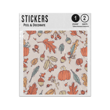 Picture of Autumn Leaves Nuts Berries Squash Vintage Seamless Pattern Sticker Sheets Twin Pack