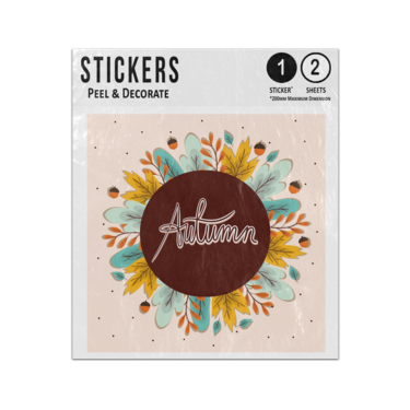 Picture of Autumn Lettering Seasonal Wreath Acorns Leaves Brown Yellow Sticker Sheets Twin Pack