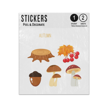 Picture of Autumn Nature Forest Forage Acorn Tree Stump Berry Mushroom Sticker Sheets Twin Pack