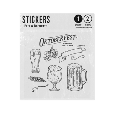 Picture of Autumn October Oktober Fest Beer Festival Items Black White Sticker Sheets Twin Pack