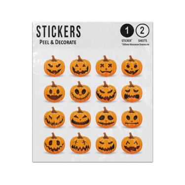 Picture of Autumn Pumpkins Halloween Sixteen Designs Decorated Spooky Sticker Sheets Twin Pack
