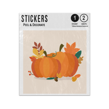 Picture of Autumn Pumpkins Leaves Pair Two Orange Green Brown Halloween Sticker Sheets Twin Pack