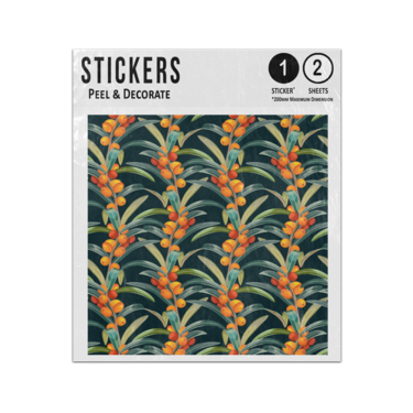 Picture of Autumn Sea Buckthorn Berries Leaves Seamless Pattern Sticker Sheets Twin Pack