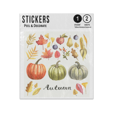Picture of Autumn Seasonal Items Pumpkins Leaves Berries Harvest Squash Sticker Sheets Twin Pack