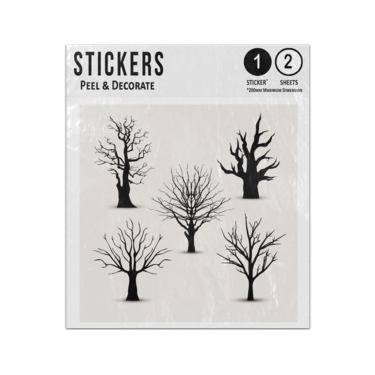 Picture of Autumn Tree Silhouettes Without Leaves Black Five Collection Sticker Sheets Twin Pack