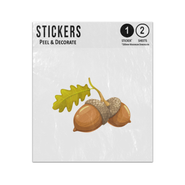 Picture of Autumn Twin Acorns With Oak Tree Leaf Oak Nut Seed Sticker Sheets Twin Pack