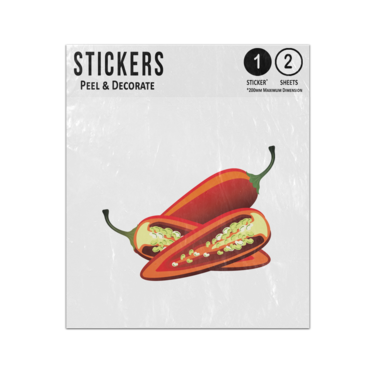 Picture of Autumn Vegetable Raw Red Jalapeno Pepper Chili Whole Cut Sticker Sheets Twin Pack