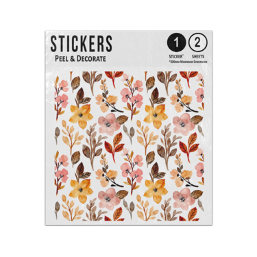 Picture of Autumn Wild Floral Flower Watercolour Leaf Seamless Pattern Sticker Sheets Twin Pack