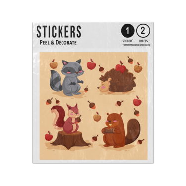 Picture of Autumn Woodland Animal Otter Squirrel Raccoon Hedgehog Sticker Sheets Twin Pack