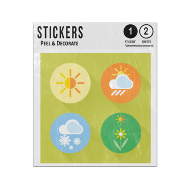 Picture of Four Seasonal Icons Spring Summer Autumn Winter Circles Sticker Sheets Twin Pack