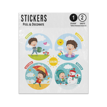 Picture of Four Season Kid Cartoon Icons Spring Summer Autumn Winter Sticker Sheets Twin Pack