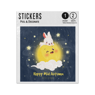 Picture of Happy Mid Autumn Festival Cute Rabbit Moon Cloud Star Sky Sticker Sheets Twin Pack