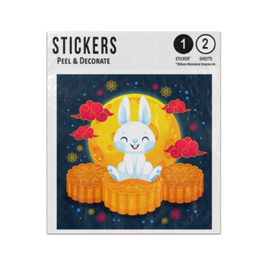 Picture of Happy Mid Autumn Festival Cute Rabbit Sitting On Gold Throne Sticker Sheets Twin Pack
