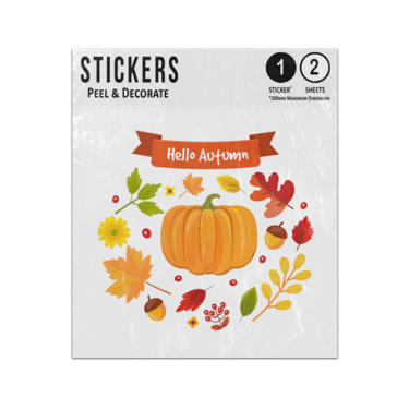 Picture of Hello Autumn Banner Seasonal Items Pumpkin Leaf Berry Nut Sticker Sheets Twin Pack