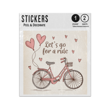 Picture of Lets Go For A Ride Autumn Bicycle Pink Hearts Cute Basket Sticker Sheets Twin Pack