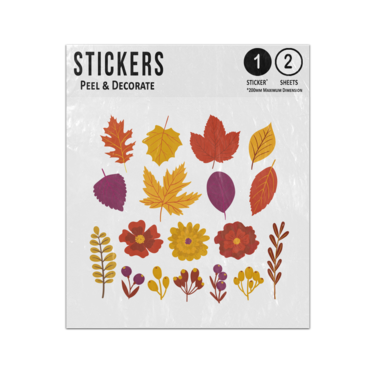 Picture of Pretty Autumn Leaves Collection Orange Yellow Purple Flower Sticker Sheets Twin Pack