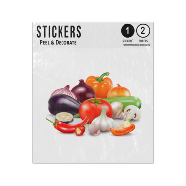 Picture of Realistic Autumn Fruit Collection Harvest Garlic Aubergine Sticker Sheets Twin Pack