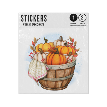 Picture of Rustic Autumn Harvest Barrel Pumpkins Squash Country Towel Sticker Sheets Twin Pack