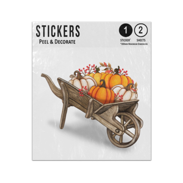 Picture of Rustic Autumn Harvest Wheelbarrow Pumpkins Squash Vintage Sticker Sheets Twin Pack
