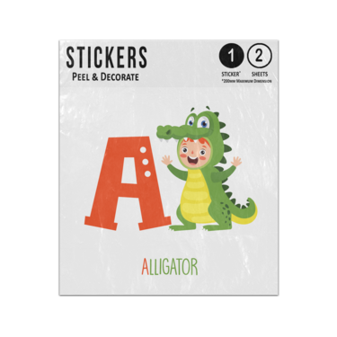 Picture of A Is For Alligator Animal Character First Letter Phonics Education Sticker Sheets Twin Pack