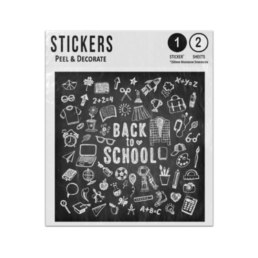 Picture of Back To School Blackboard White Chalk Doodles Pattern Sticker Sheets Twin Pack