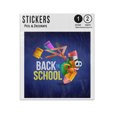 Picture of Back To School Cartoon Pencil Character With Backpack And Stationery Sticker Sheets Twin Pack