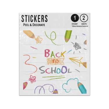 Picture of Back To School Colourful Pencil Doodles Sticker Sheets Twin Pack