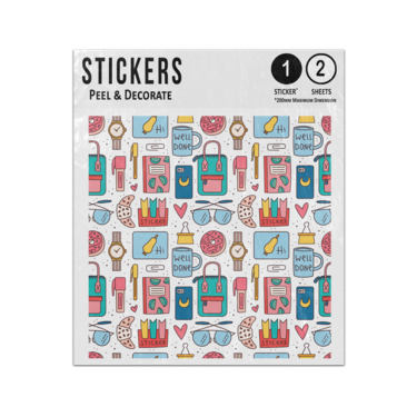 Picture of Back To School Elements Seamless Pattern Sticker Sheets Twin Pack