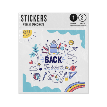 Picture of Back To School Hand Drawn Line Art Colourful Doodles  Sticker Sheets Twin Pack