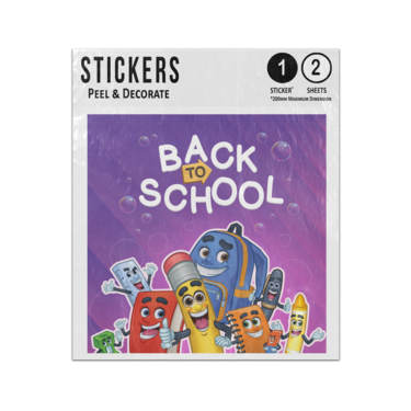 Picture of Back To School Pencil Bag Rubber Bag Cartoon Characters Sticker Sheets Twin Pack