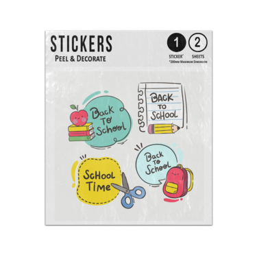 Picture of Back To School Time Chat Speech Bubbles Set Sticker Sheets Twin Pack