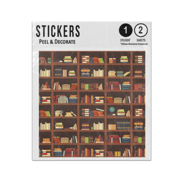 Picture of Books Bookcase Seamless Pattern Sticker Sheets Twin Pack