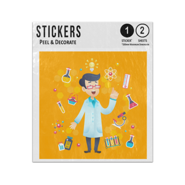 Picture of Chemistry Teacher Pharmacist Character Laboratory Elements Sticker Sheets Twin Pack