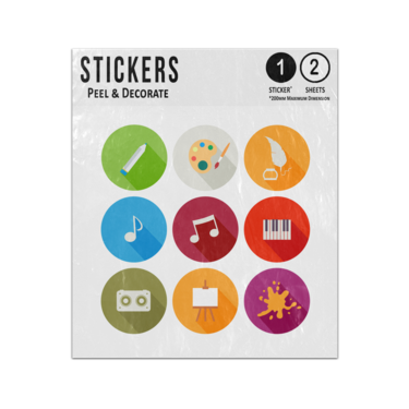 Picture of Educational Pencil Palette Music Drawing Icons Collection Sticker Sheets Twin Pack