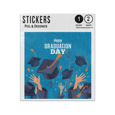 Picture of Happy Graduation Day Throwing Academic Cap Toss Hat In The Air Sticker Sheets Twin Pack