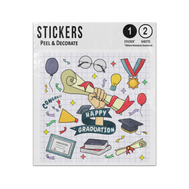 Picture of Happy Graduation Message Study Diploma Degree Masters Awards Sticker Sheets Twin Pack