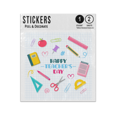 Picture of Happy Teachers Day School Stuff Doodles On Notebook Sheet Sticker Sheets Twin Pack
