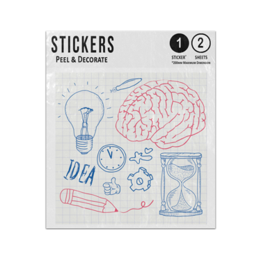 Picture of Ideas Learning Education Intelligence Light Bulb Brain Doodles Concept Sticker Sheets Twin Pack