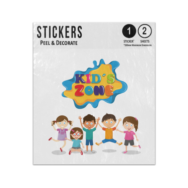 Picture of Kids Zone Multiracial Children Happy Kids Jumping Waving Smiling Sticker Sheets Twin Pack