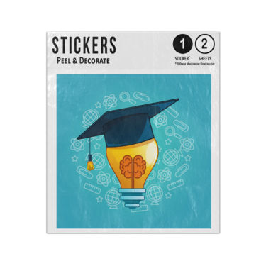 Picture of Lightbulb With Brain Inside Graduation Hat Educational Concept Sticker Sheets Twin Pack