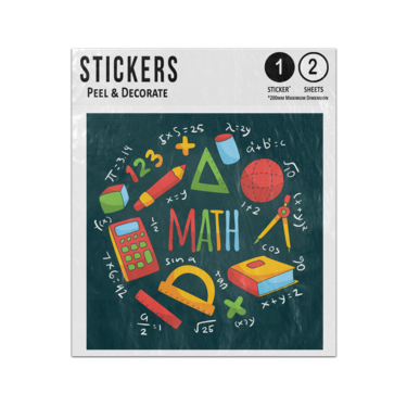 Picture of Math Instruments Doodles On Chalkboard Background Sticker Sheets Twin Pack