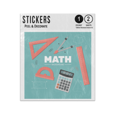 Picture of Math Instruments Equipment Ruler Divider Protractor Set Square Compass Sticker Sheets Twin Pack