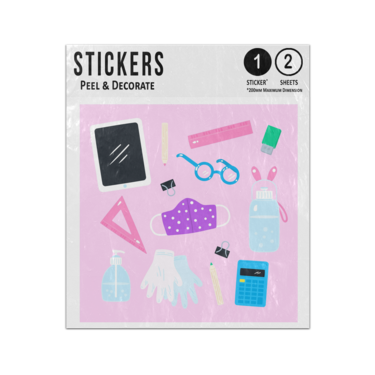 Picture of New Normal School Supplies Tablet Gloves Mask Sanitiser Doodles Sticker Sheets Twin Pack