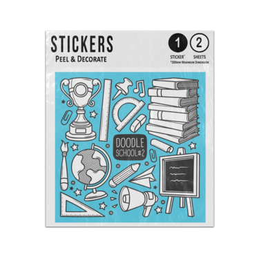 Picture of School Cup Books Geography Classroom Doodles Set Sticker Sheets Twin Pack