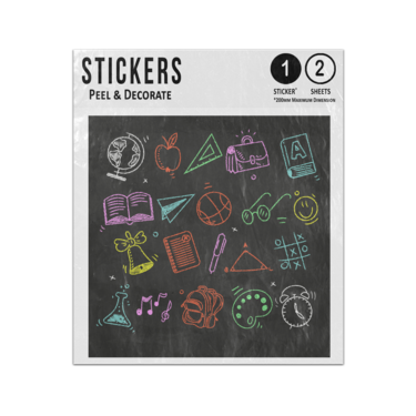 Picture of School Learning Educational Elements Line Drawing Chalk Doodles Sticker Sheets Twin Pack