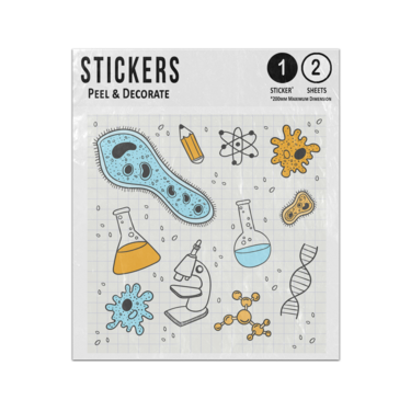 Picture of Science Biology Beakers Jars Virus Microscope Doodles Pattern Sticker Sheets Twin Pack