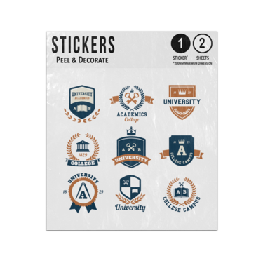 Picture of University College Campus Academics Logo Collection Set Sticker Sheets Twin Pack